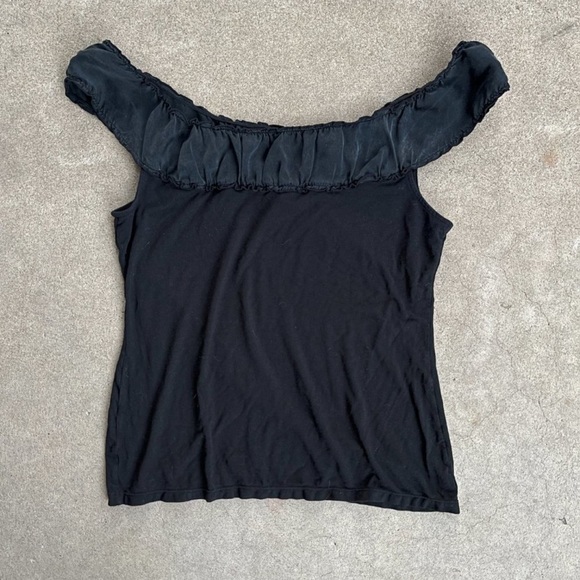 Ann Taylor Silk Ruffled Off The Shoulder Blouse - Picture 3 of 7